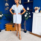 Bridget Twist Font Split Arm Mini Dress Pwr Blue