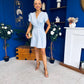 Bridget Twist Font Split Arm Mini Dress Pwr Blue