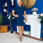 Ami Tulip Sleeve High Neck Mini Dress Navy