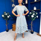 Niamh Crochet Occasion Midi Dress Sage