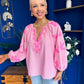 Gloria Embroidered Top Pink