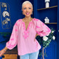 Gloria Embroidered Top Pink