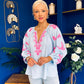 Gloria Embroidered Top Blue