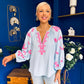 Gloria Embroidered Top Blue