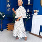 Ethna Frill Sleeve Occasion Dress Polka Cream