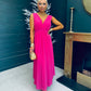 Janine Banded Maxi Dress Fuchsia