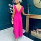 Janine Banded Maxi Dress Fuchsia