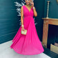 Janine Banded Maxi Dress Fuchsia