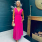 Janine Banded Maxi Dress Fuchsia