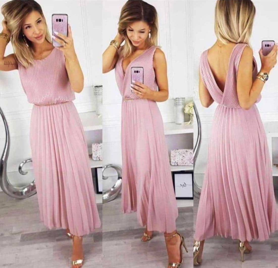 Rocco Pleated Dress Dusty Pink
