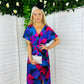 Blair Purple & Cobalt Abstract Knot Detail Wrap Maxi Dress