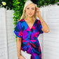 Blair Purple & Cobalt Abstract Knot Detail Wrap Maxi Dress