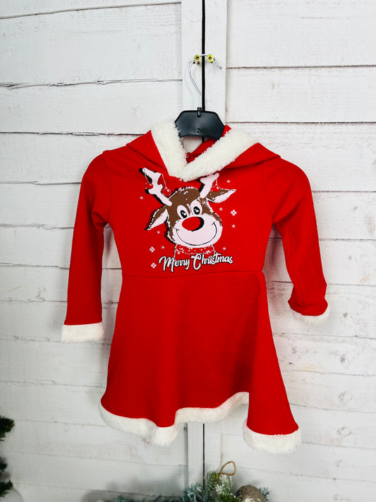 Girls Santa Dress with Rudolph