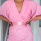 Aubree Pleated Chiffon & Lace Dress Pink