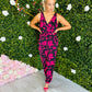 Emani Black & Pink Floral Wrap Neck Jumpsuit