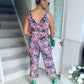 Florence Wrap Neck Jumpsuit Pink/Orange Floral