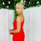 Bella Ruched Detail One Shoulder Dress Red