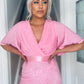 Aubree Pleated Chiffon & Lace Dress Pink