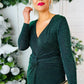 Nina Green Long Sleeve Plunge Maxi Dress