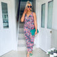 Florence Wrap Neck Jumpsuit Pink/Orange Floral