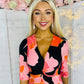 Audrey Orange & Pink Floral Twist Detail Midi Dress