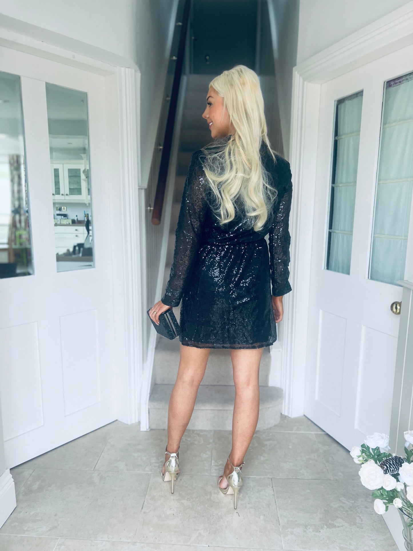 Unique Glitter Dress Black