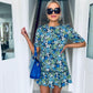 Esther Smock Dress Green/Blue Floral