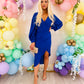 Elsa Long Sleeve Asymmetric Dress Cobalt