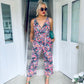 Florence Wrap Neck Jumpsuit Pink/Orange Floral