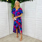 Blair Purple & Cobalt Abstract Knot Detail Wrap Maxi Dress
