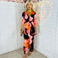 Audrey Orange & Pink Floral Twist Detail Midi Dress