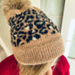 Hallie faux fur leopard print hat Beige