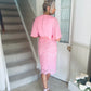 Aubree Pleated Chiffon & Lace Dress Pink