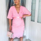 Aubree Pleated Chiffon & Lace Dress Pink