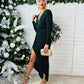Nina Green Long Sleeve Plunge Maxi Dress