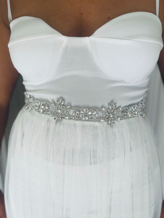 White Embellished Belt C
