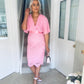 Aubree Pleated Chiffon & Lace Dress Pink