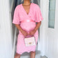 Aubree Pleated Chiffon & Lace Dress Pink