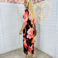 Audrey Orange & Pink Floral Twist Detail Midi Dress