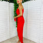 Bella Ruched Detail One Shoulder Dress Red