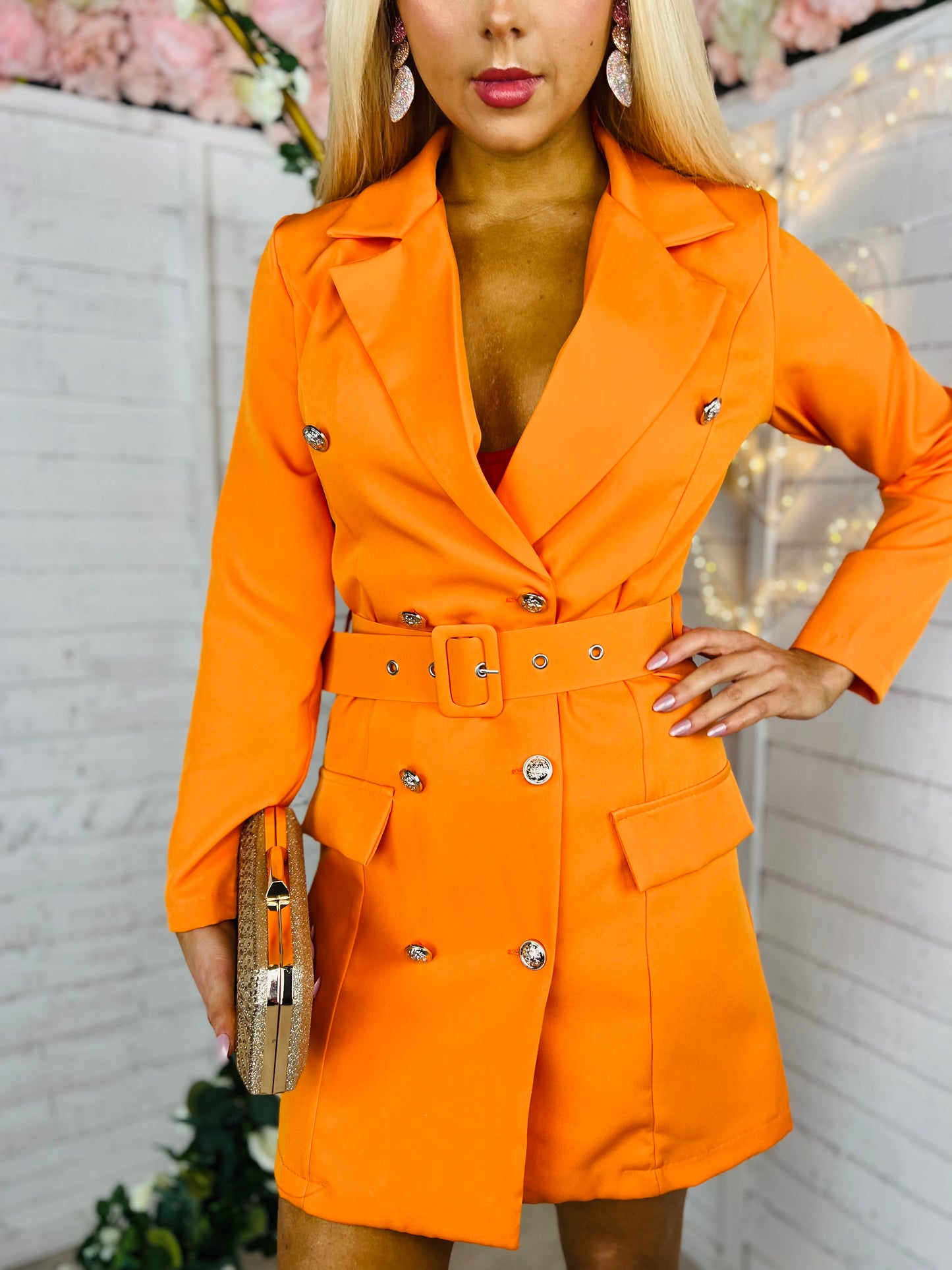 Finley Blazer Dress Orange