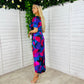 Blair Purple & Cobalt Abstract Knot Detail Wrap Maxi Dress