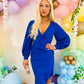 Elsa Long Sleeve Asymmetric Dress Cobalt