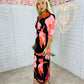 Audrey Orange & Pink Floral Twist Detail Midi Dress