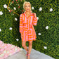 Phoebe Mini Shirt Dress Pink & Orange
