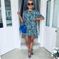 Esther Smock Dress Green/Blue Floral