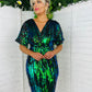 Novah Black Sequin Wrap Detailing Midi Dress