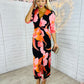 Audrey Orange & Pink Floral Twist Detail Midi Dress