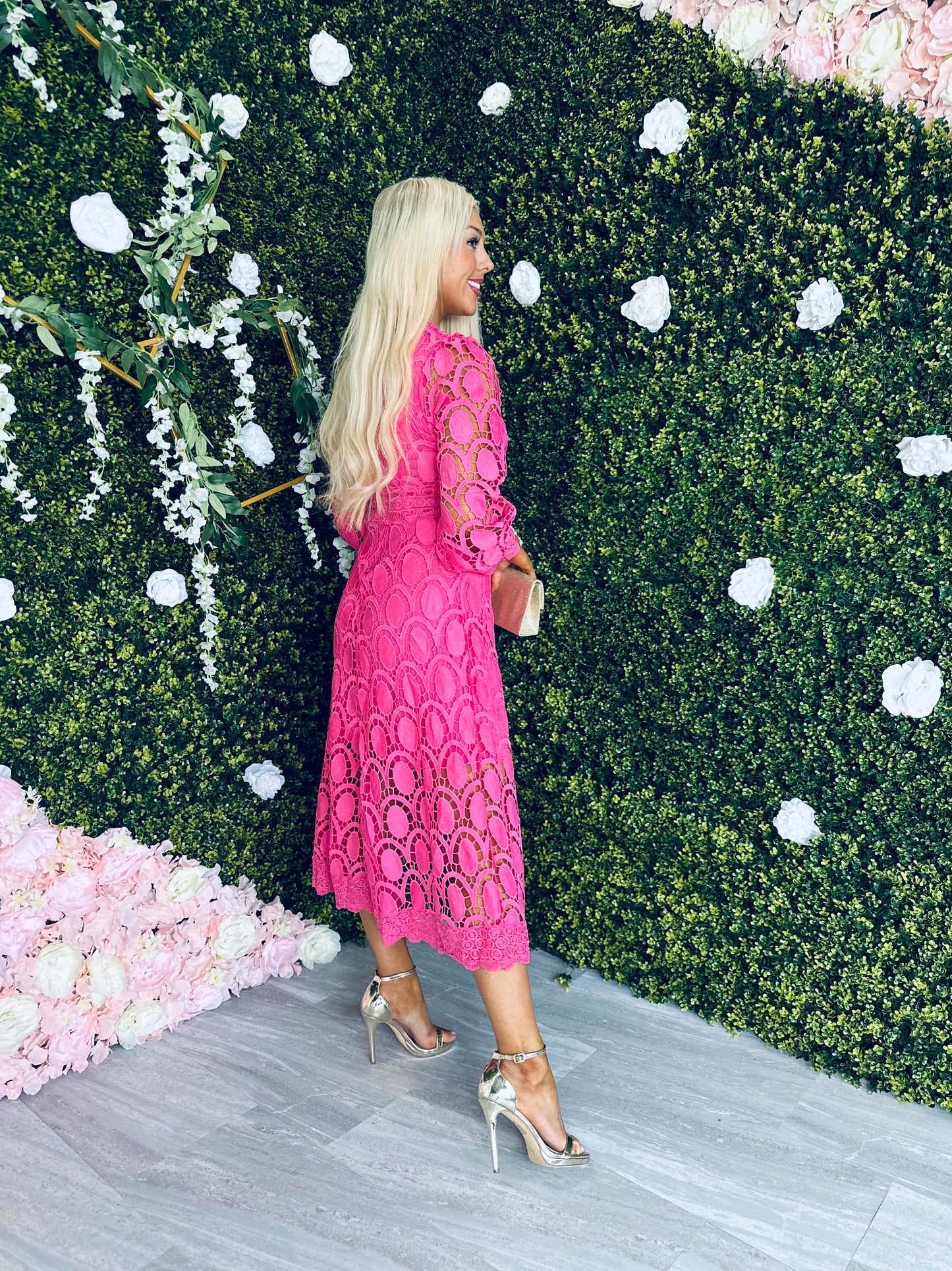 Briana Crochet Maxi Dress Pink