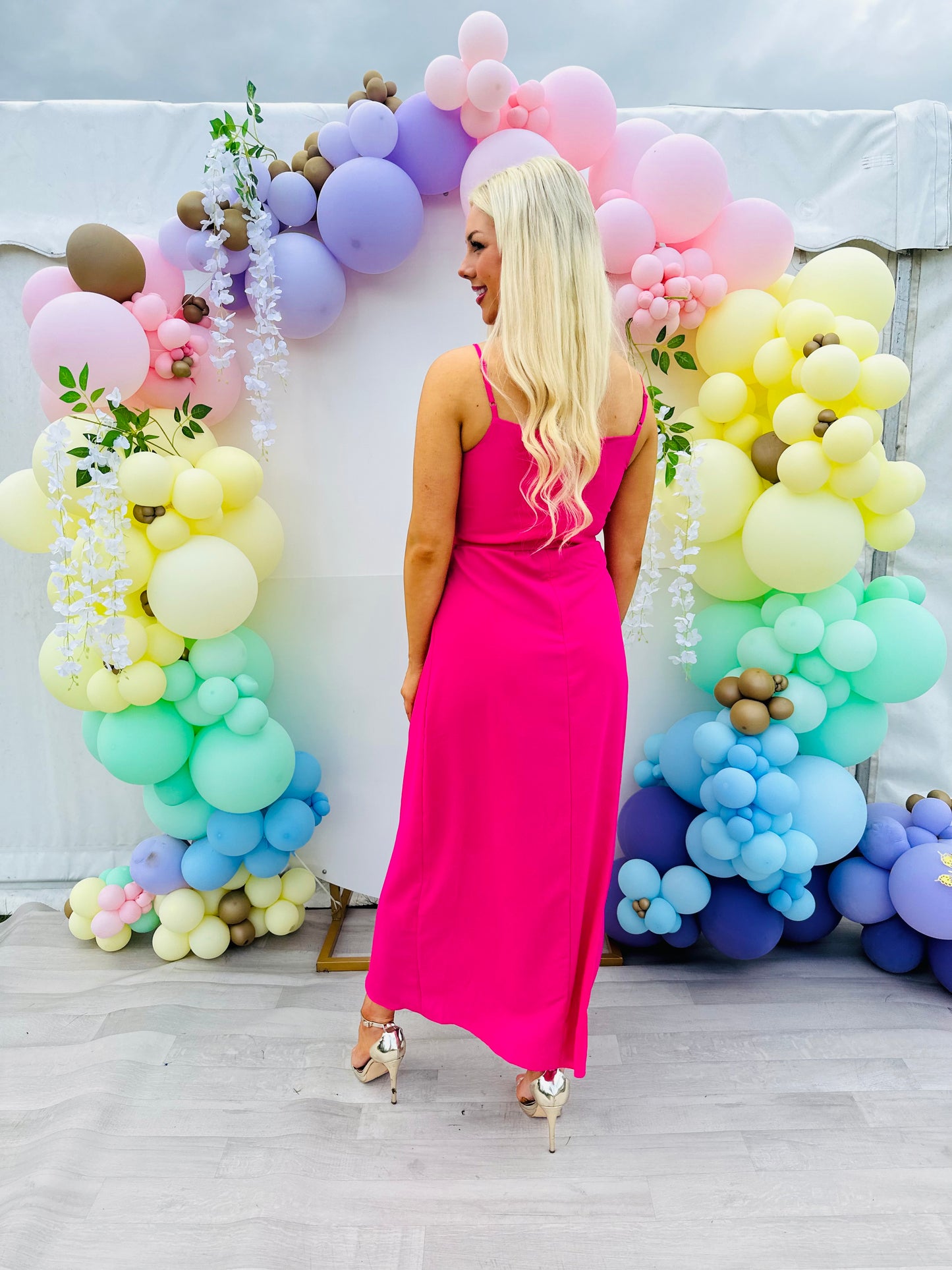 Isadora Pink Cami Frill Detail Maxi Dress